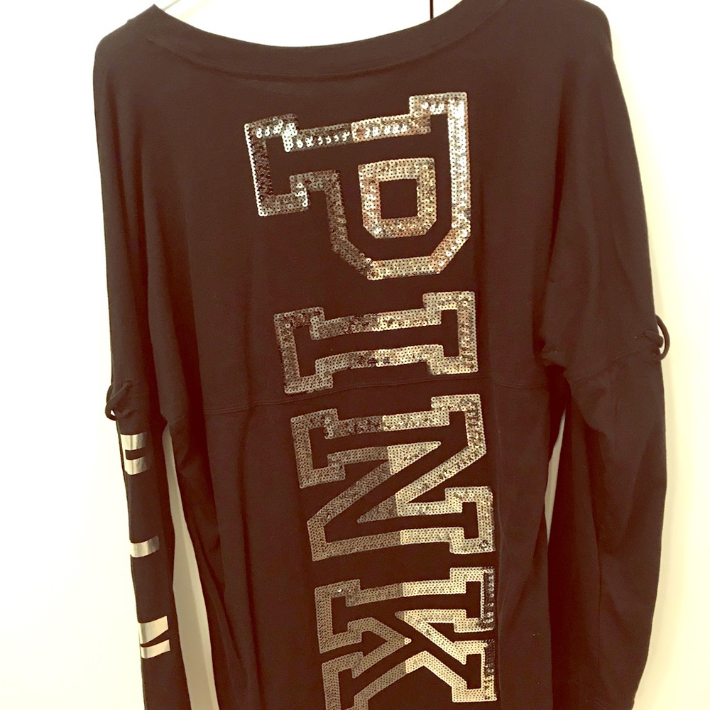 Brand new VS PINK long sleeved black graphic shirt